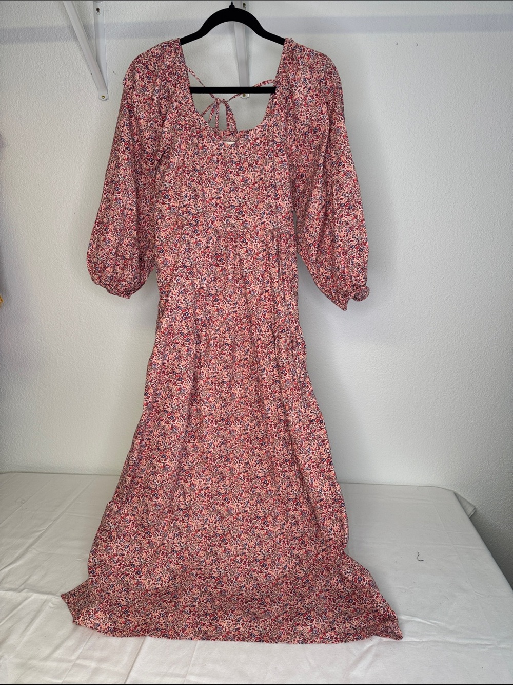 Universal Thread Pink Floral Maxi Dress with Puff Sleeves